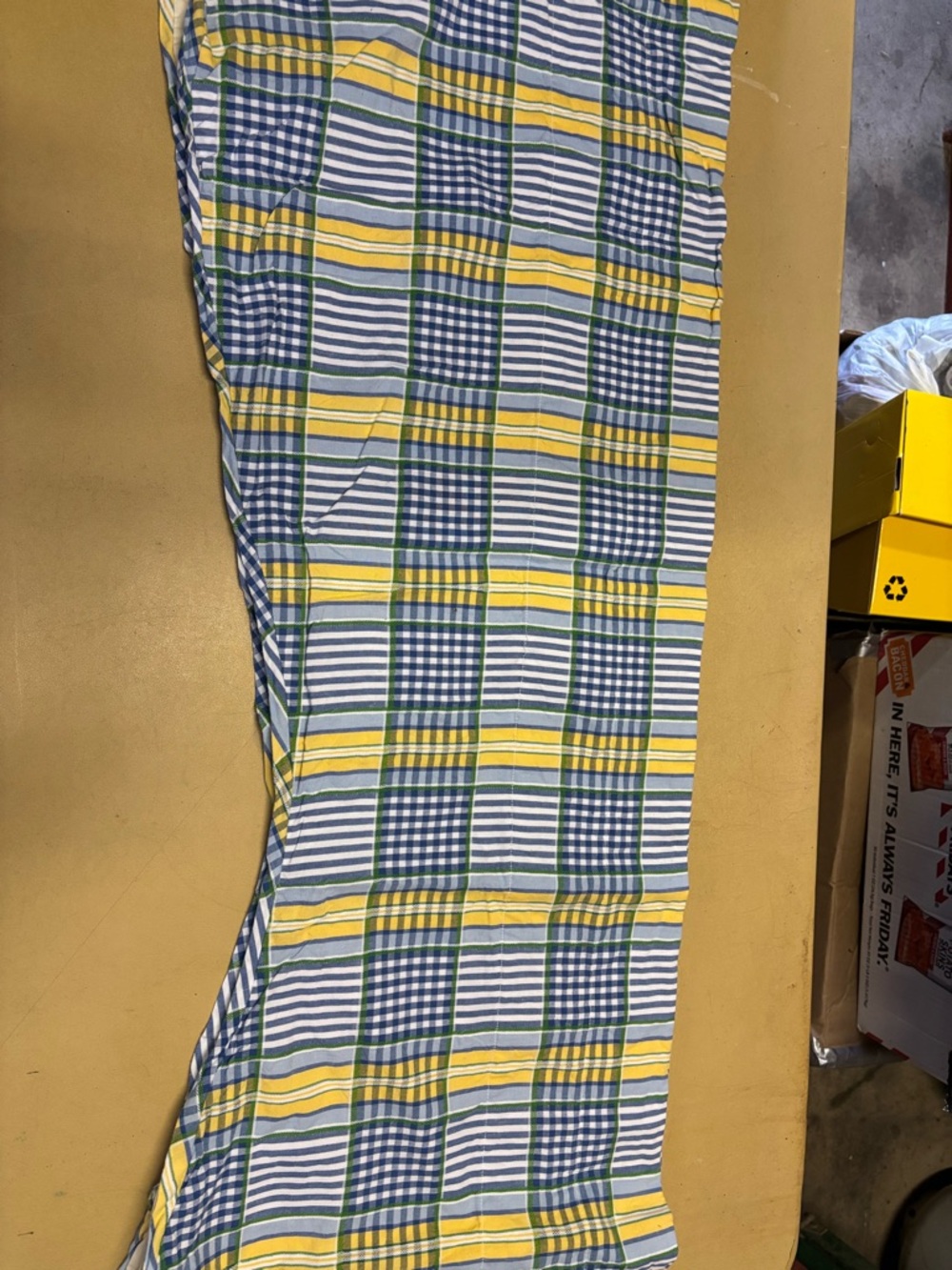 Yellow, Blue & Green Plaid Cotton Fabric Valance